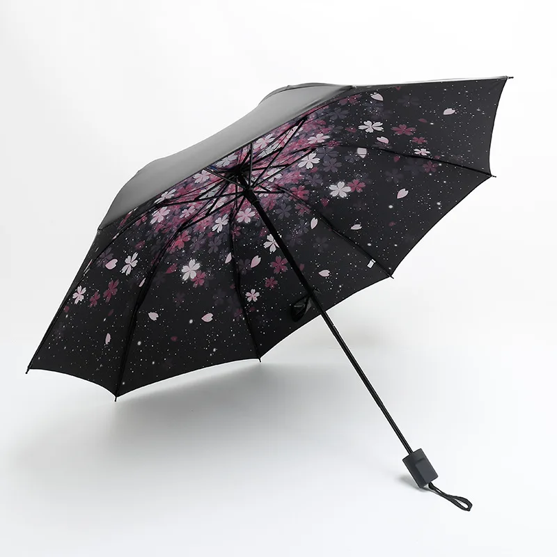 

New Style Parasol Rain Or Shine Dual Purpose Manual Vinyl Umbrella Wholesale Summer Three Fold UV-Protection Sun-resistant Vinyl