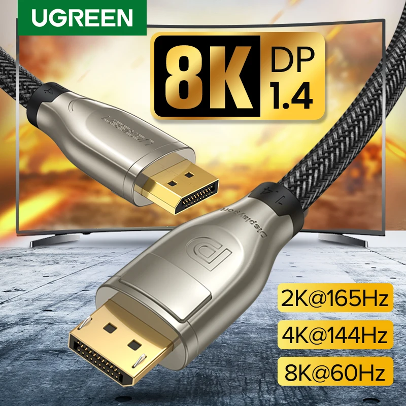 UGREEN 8K DisplayPort 1 4 кабель Ultra HD @ 60Hz 4K 144Hz 32 Гбит/с HDP HDCP для HDTV монитора аудио видео