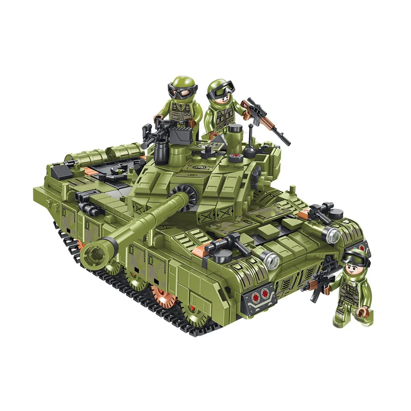 

Pan luo si 621020-21 Tan Transformation Main Battle Type 99 Military Tank Boy Small Particles Building Blocks Model Toy