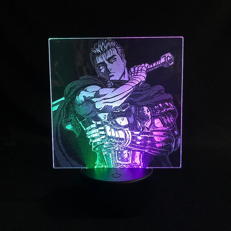 

Remote Control Two Tone Lamp Berserk Guts Japanese Anime Manga Two Tone Led Light Decor Two Tone 3D Lamp Table Gift Kid Present