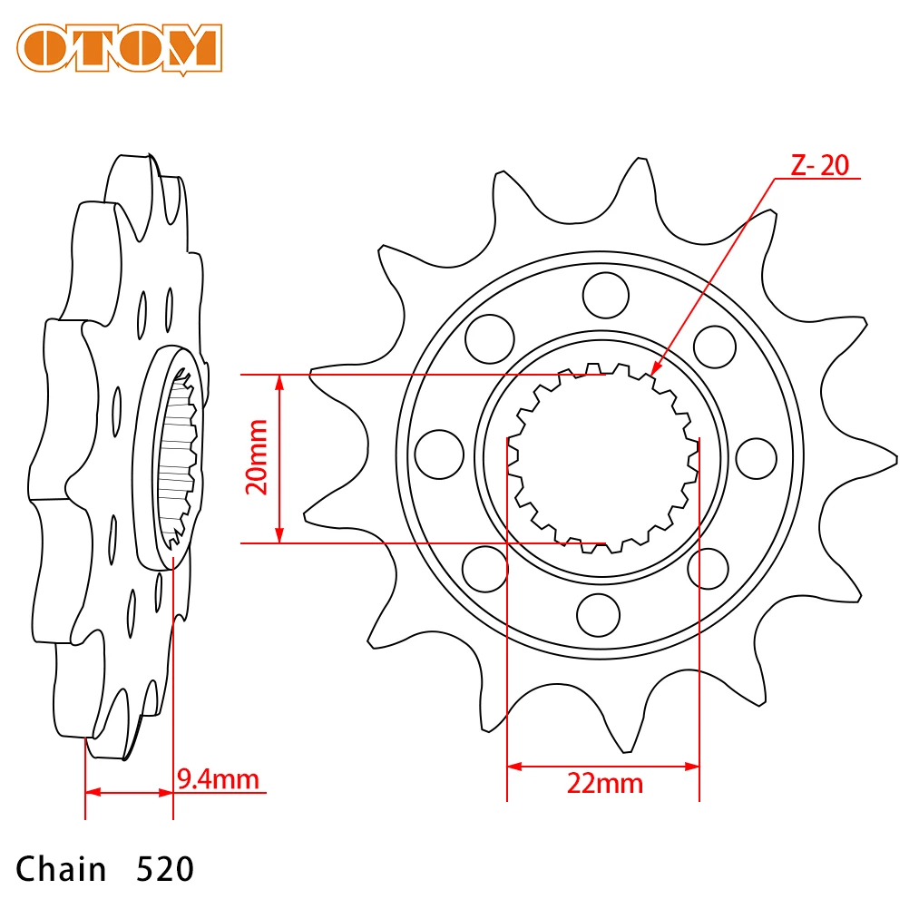 OTOM Передняя цепь Звездочка для мотоцикла Байк мотокросса для KAWASAKI KXF эксклюзивный Forge маленькая Звездочка для KX250F KX450F
