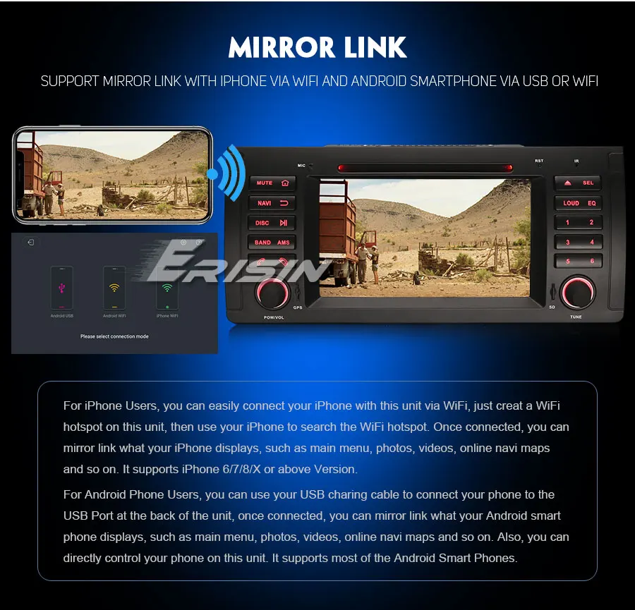 Flash Deal Erisin ES7753B 7" Android 9.0 Octa Core 4GB RAM Car DVD Radio BT for BMW 5 Series E39 E53 X5 M5 18