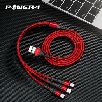 

Power4 Mobile Phone 3 in 1 USB Cable With Micro USB/Type C Charging Connector For Lightning iOS Android Phone Charger
