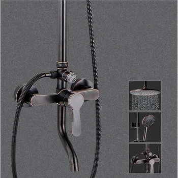 

Black Orb Retro Shower Set European and American Wide Top Shower