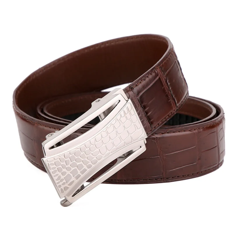 

Crocodile Belt Leisure Time Man Automatic Buckle Genuine Leather Waist Belt Men's Stainless Steel luxury brand free shipping