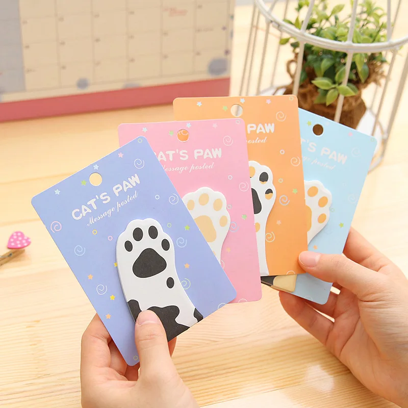 

24 Pcs Creative N Times Posted Korean Version of Cute Meow Paw Sticker Cartoon Cat Paw Notes Cute Memo Sheets