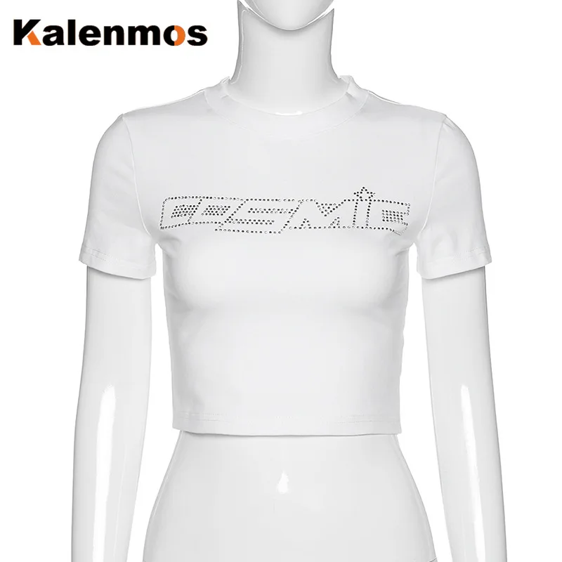 Женские футболки с коротким рукавом KALENMOS буквенным принтом сексуальные топы