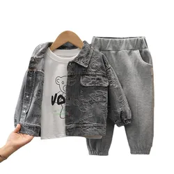 Outono do bebê meninas dos desenhos animados roupas crianças meninos jaqueta camiseta calças 3 pçs/sets primavera criança dos desenhos animados roupas crianças fatos de treino