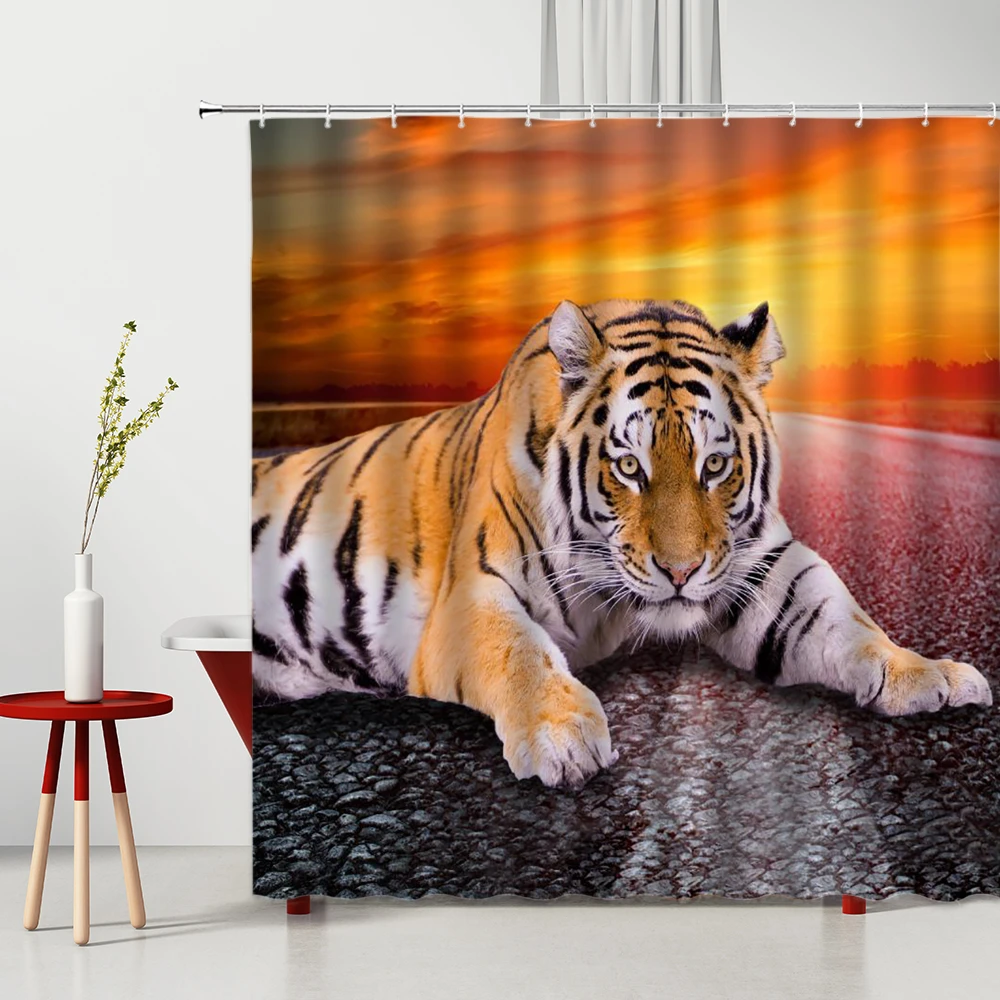 Cute Tiger Shower Curtain Waterproof Bathroom 150x180 Cm 最大46OFFクーポン
