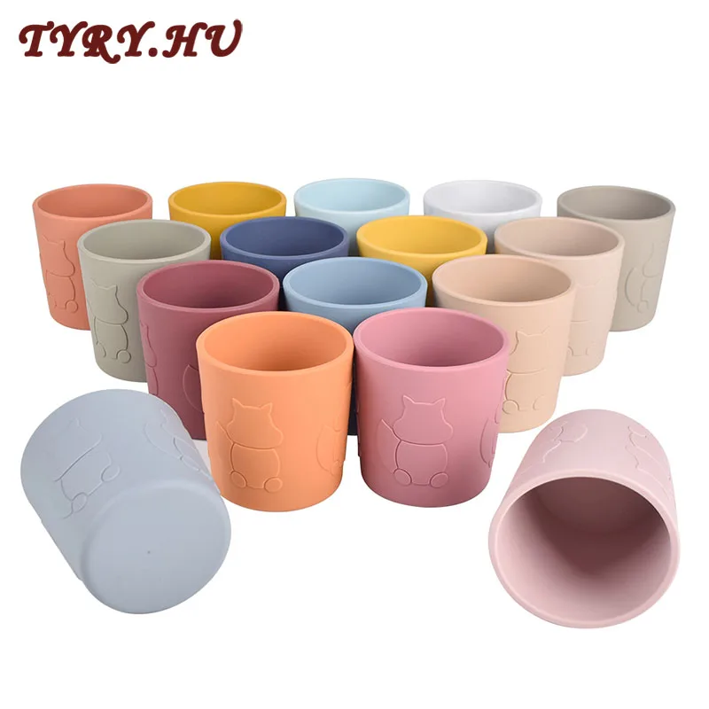 Baby Cartoon Squirrel Silicone Cups BPA-Free Portable Storage Container Feeding Cup For Children Leakproof Learning Drink | Мать и