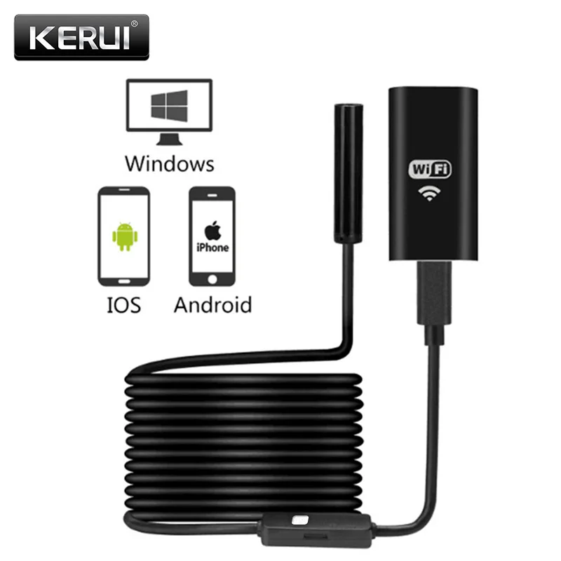 KERUI беспроводной водонепроницаемый мягкий кабель бороскоп микро 8 мм 720P HD WiFi USB