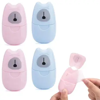 

4 Boxs (200 Sheets) Mini Portable Travel Soap Paper Sheets Disposable Hand Washing Bath Scented Paper Soap for Outdoor, Camping