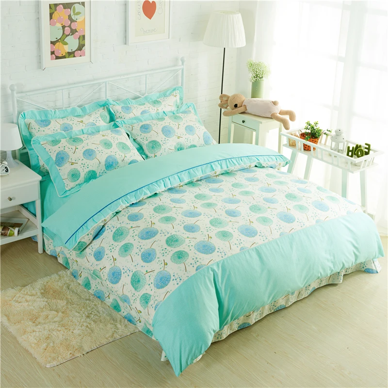 Floral Chic Ruffles Duvet Cover Flat Sheet Set Pure Cotton Women Girls Bedding Set with Zipper Ties Twin Queen King size 4/6Pcs
