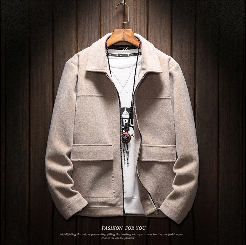 Popular 2019 NEW Men Winter Warm Trench Double woollen cloth Coat Slim Fit Casual Reefer Jackets Solid lapel leisure Peacoat parka 5XL