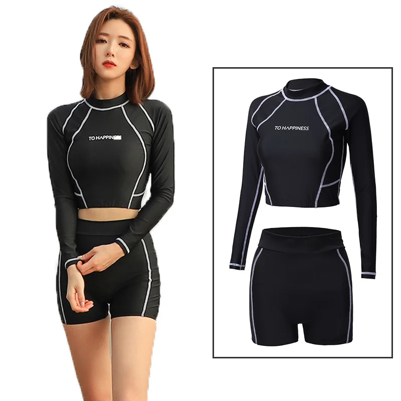 Women's Rashguard Uv Sun Protection Crop Shirt Long Sleeve Swim Surfing
