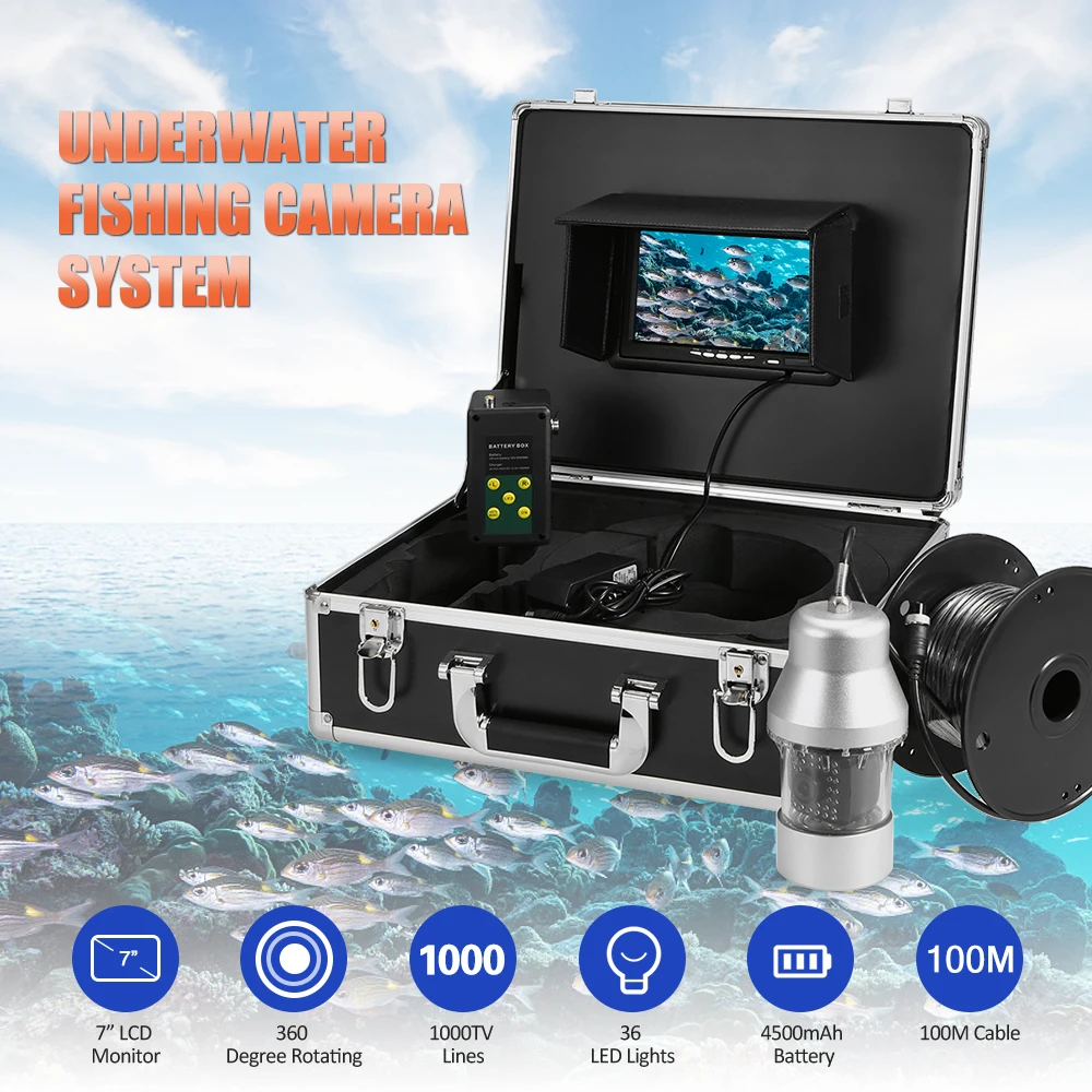 

Hot New 100/50/20M Portable Fishing Camera 1000TVL Under Waterproof 36 LED Night Vision Light 360 Degree Rotating Camera Ice Fis