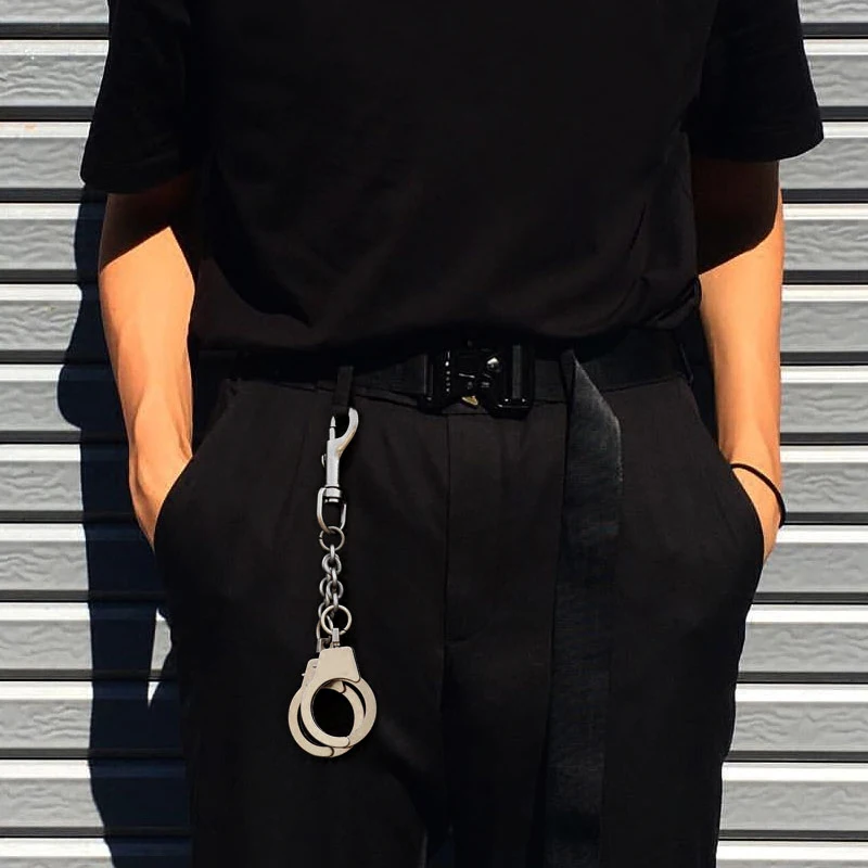 

Rock hip-hop Punk Metal Wallet Belt Chain Pants chain Silver handcuffs Waist chain for Women men Keychain Jewelry Accessories