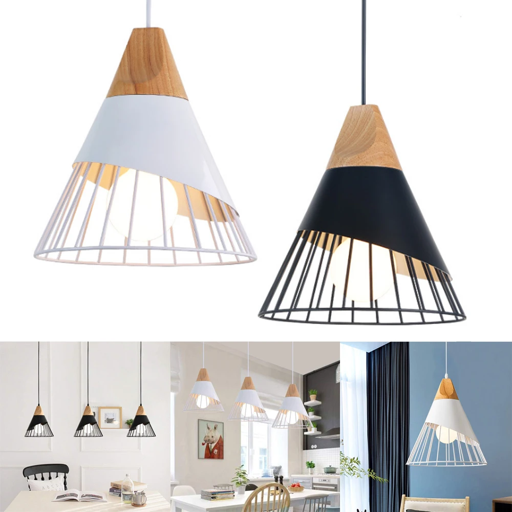 Nordic Pendant Lights Modern Vintage Wood Pendant Light LED Hanging Lamp Lighting Kitchen Island Bar Hotel Home Decor Luminaire afbeelding