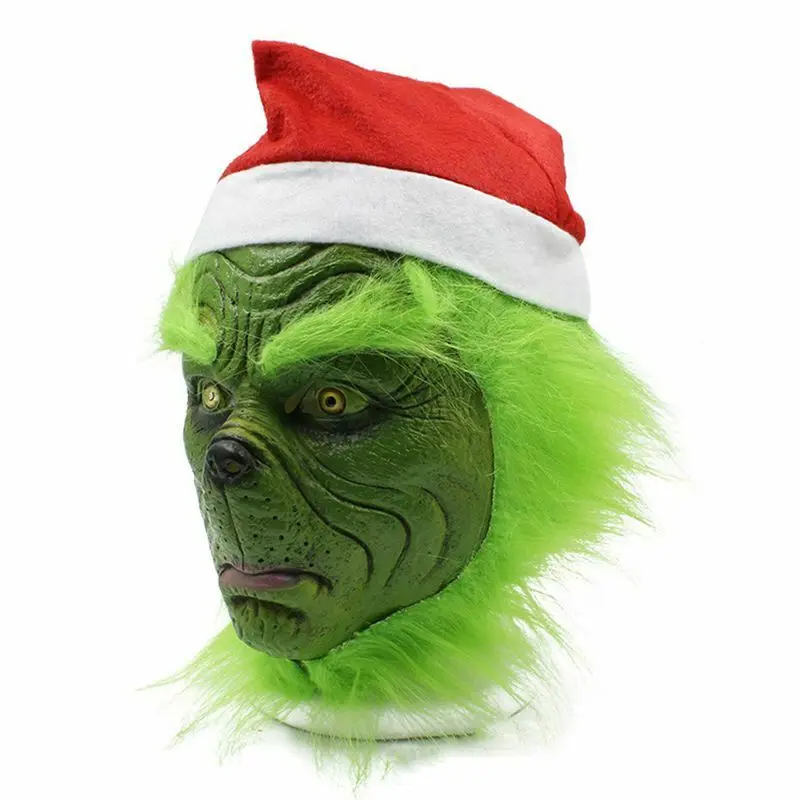 Рождество смешной Grinch палантин маска для вечеринки Косплей шляпа рождество полный голова латексная маска с далее взрослый костюм Grinch маска реквизит