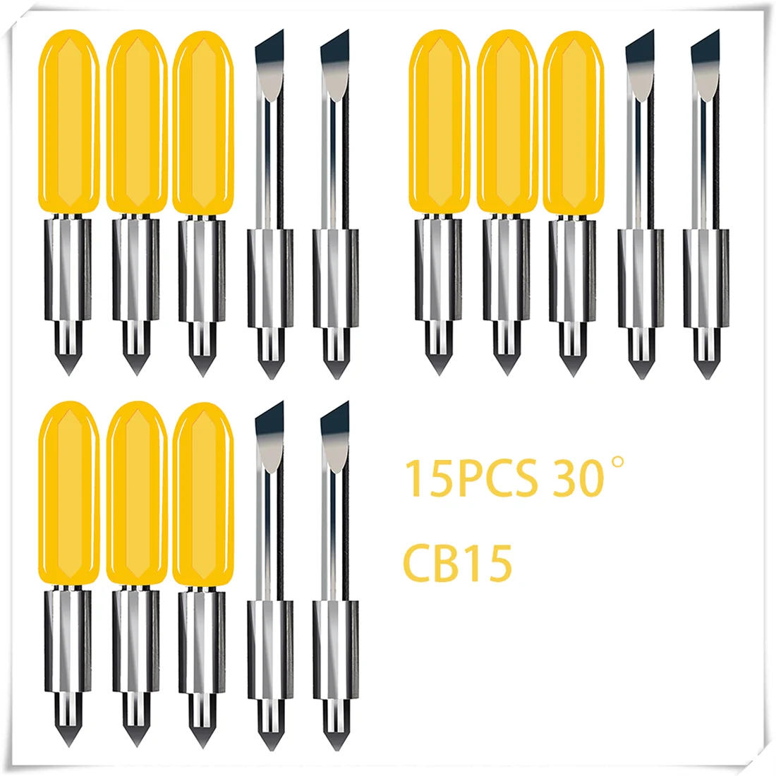 

15pcs CB15 30 Degree Plotter Blade Vinyl Cutter Replaceable Knife for Graphtec Silhouette Cameo C1 C2 C3 Portrait Tungsten Steel