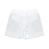 Adult Mens See-Through Shorts Elastic Waist Pure Color Drawstring Quick Dry Beach Shorts Swim Trunks with Bulit-in Mesh Briefs 5
