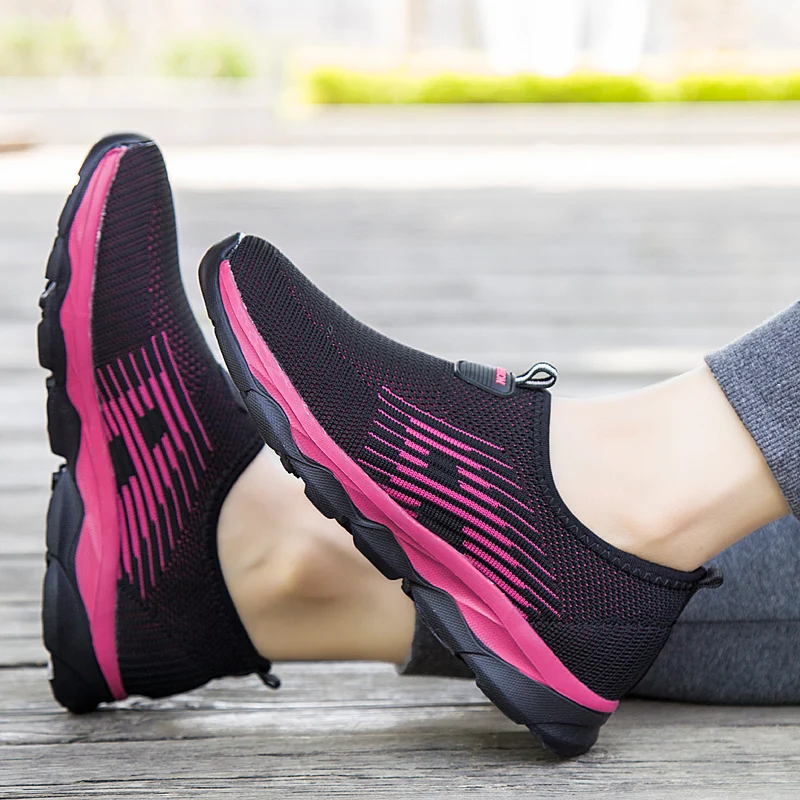 Женские сетчатые дышащие кроссовки повседневная обувь на плоской подошве без