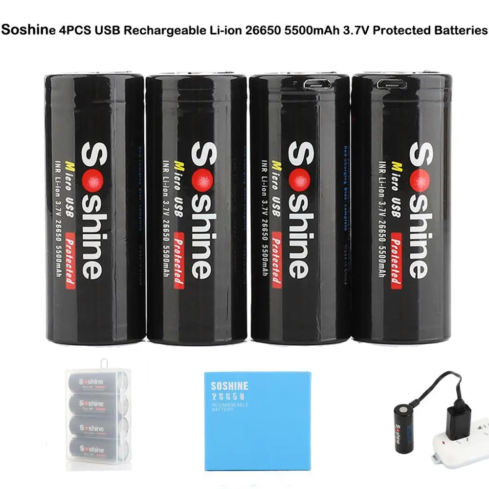 

4PCS AA/AAA/26650 Rechargeable Batteries High Capacity Battery 1100/2600/5500 mAh With Battery Case 40AUG23