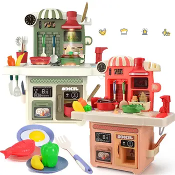 

Simulate Kitchenware Kitchen Toys Set Cooking Food Electric Water Spray Education Interaction Pretend Toy for Girl Kid