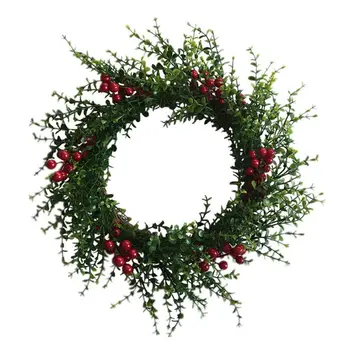 

Artificial Flowers Red Berry Christmas Wreath Outdoor for Front Door Wall Window Party Wedding Decor
