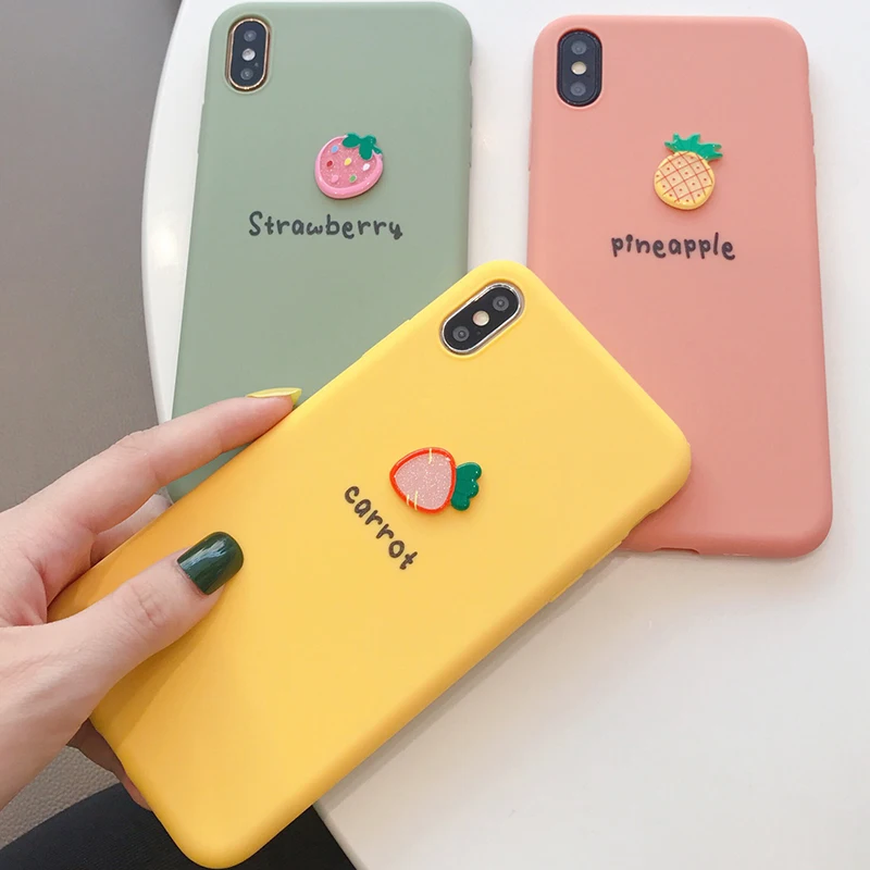 

Candy Color 3D Fruit Pattern Silicone Phone Case for iPhone 6 6s 7 8 Plus X Xs XR Xs Max Soft TPU Back Cover