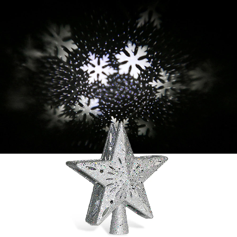 3d Glitter Star Led Christmas Tree Topper White Snowflake