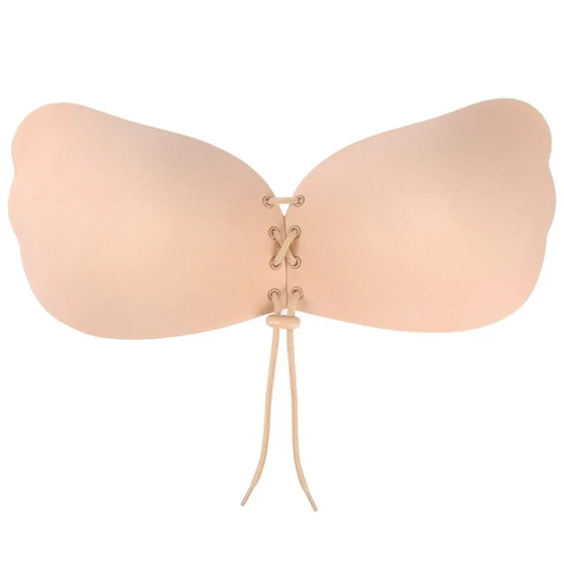 

Strapless Bra For Women Large Size Push Up Sexy Invisible Self Adhesive Fly Bra Big Breasts Backless Wedding Underwear EF Cup