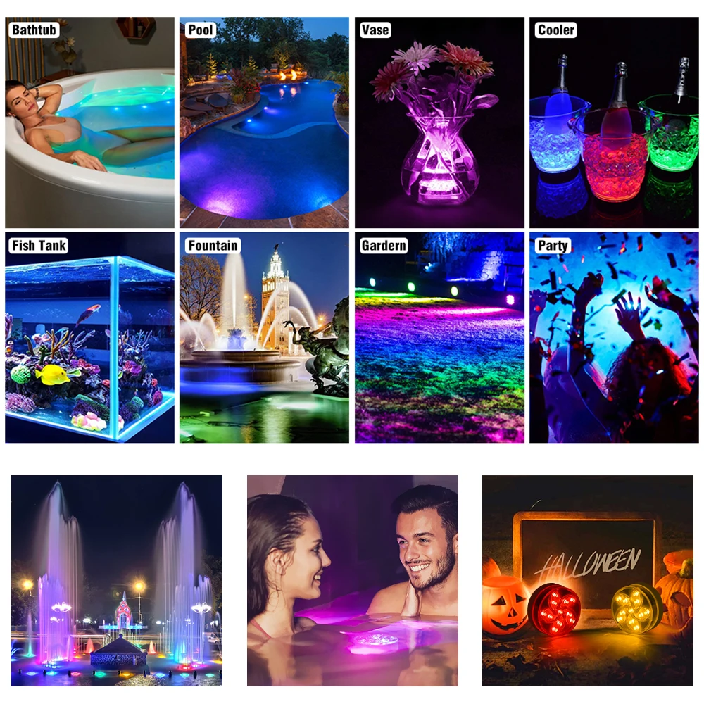 underwater led strip lights IP68 Waterproof RGB Submersible Light Battery Operated Underwater Night Lamp Outdoor Garden Party Decoration Underwater Lights swimming pool lights underwater