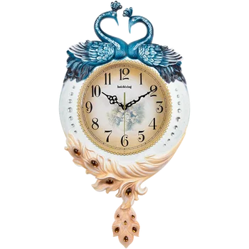 

Large Creative Wall Clock Peacock Retro Wall Clock Living Room Art Digital Wall Clock Mute Relojes De Pared Modern Design DD60WC