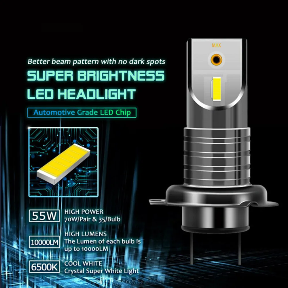 

H7 110W 5050 CSP LED Headlight Bulb Lamp 20000LM 6000K Waterproof Replacement
