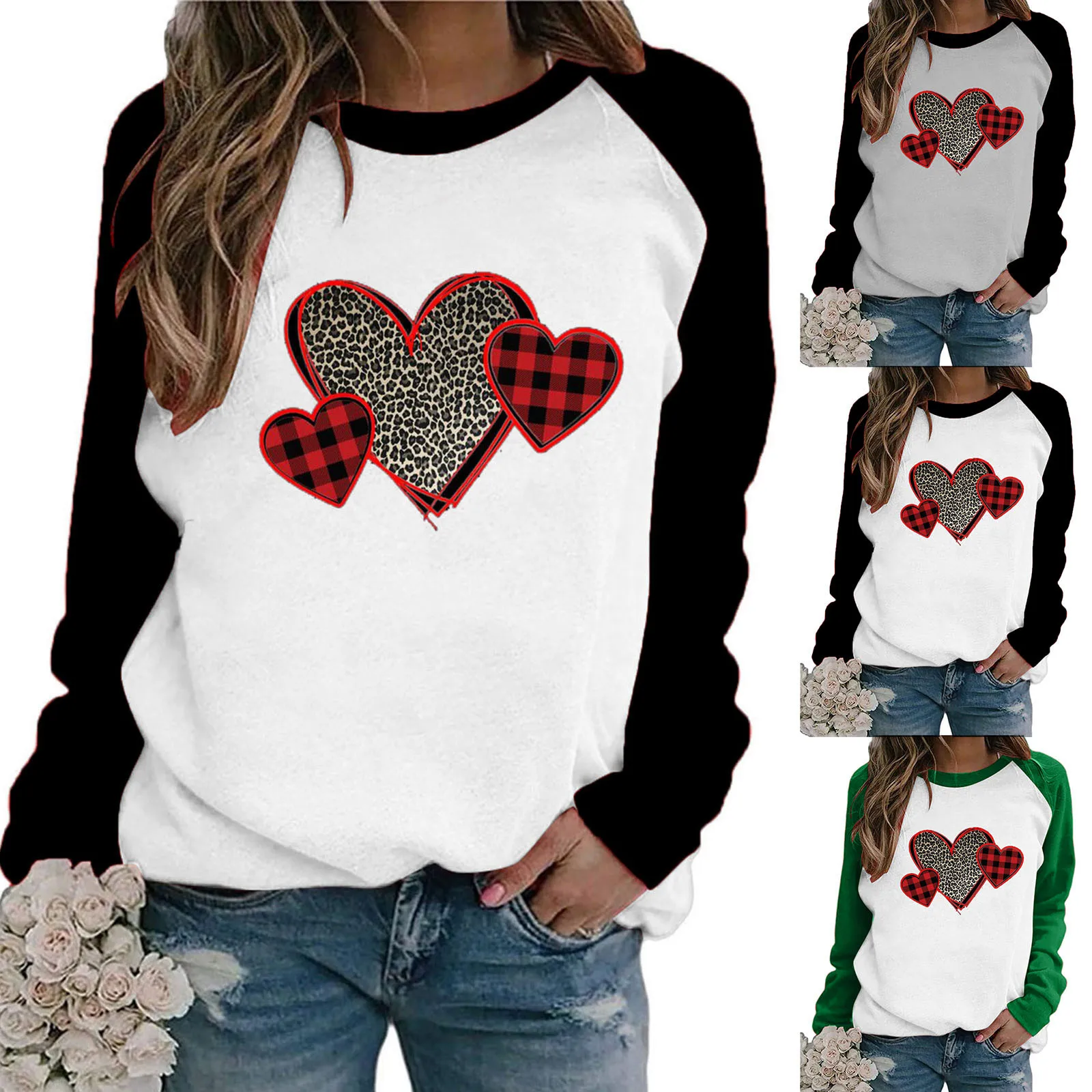 Fashion Blouse 2021 Womens Valentine's Day Heart Printed Long Sleeve Tops Blouse  blouses blusas mujer рубашка женская 2