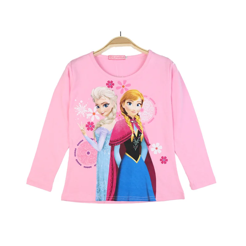 

Little Girls Clothing Autumn Long Sleeve T Shirt Icing Elsa Anna Cartoon Princess Bottoming Shirt Fall Coastume Girl Tops Outfit
