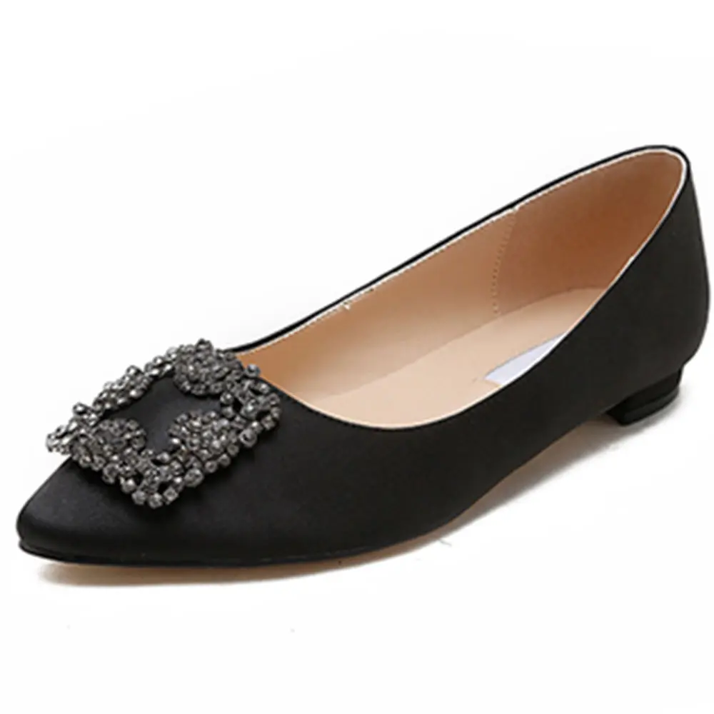 

Big Size 34-40 Pointed Toe New Luxury Crystal Women Shoes Casual Flat Ballet Princess Patent Fashion Brand Design