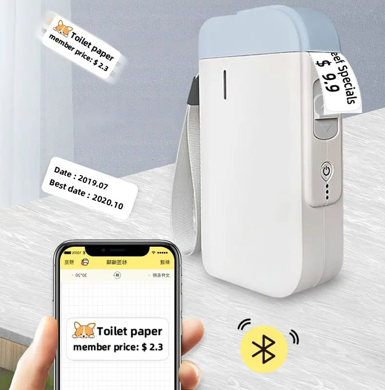 

Ink free Handheld Mobile Label Printer Sticker Maker Price Tag Name Label Printer for Bluetooth Smartphone B100