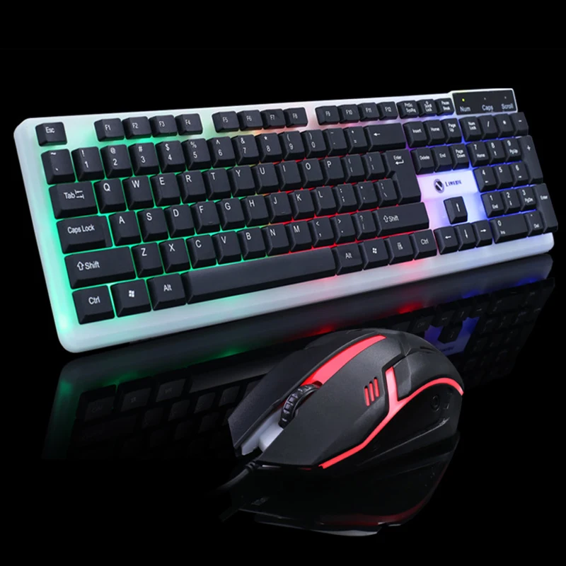 Игровая клавиатура механическая с RGB подсветкой проводная игровая мышь набор для