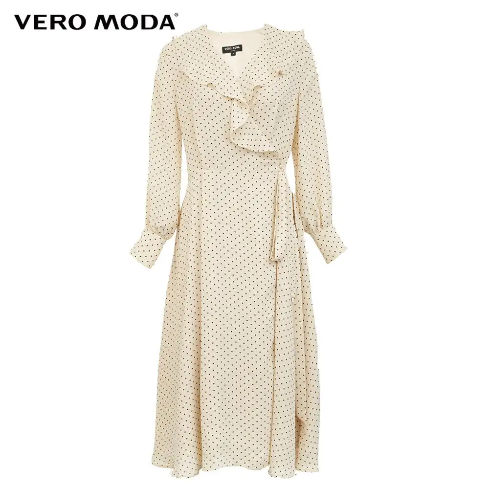 Новое плиссированное платье с длинными рукавами принтом Vero Moda | 31937D514|Платья|