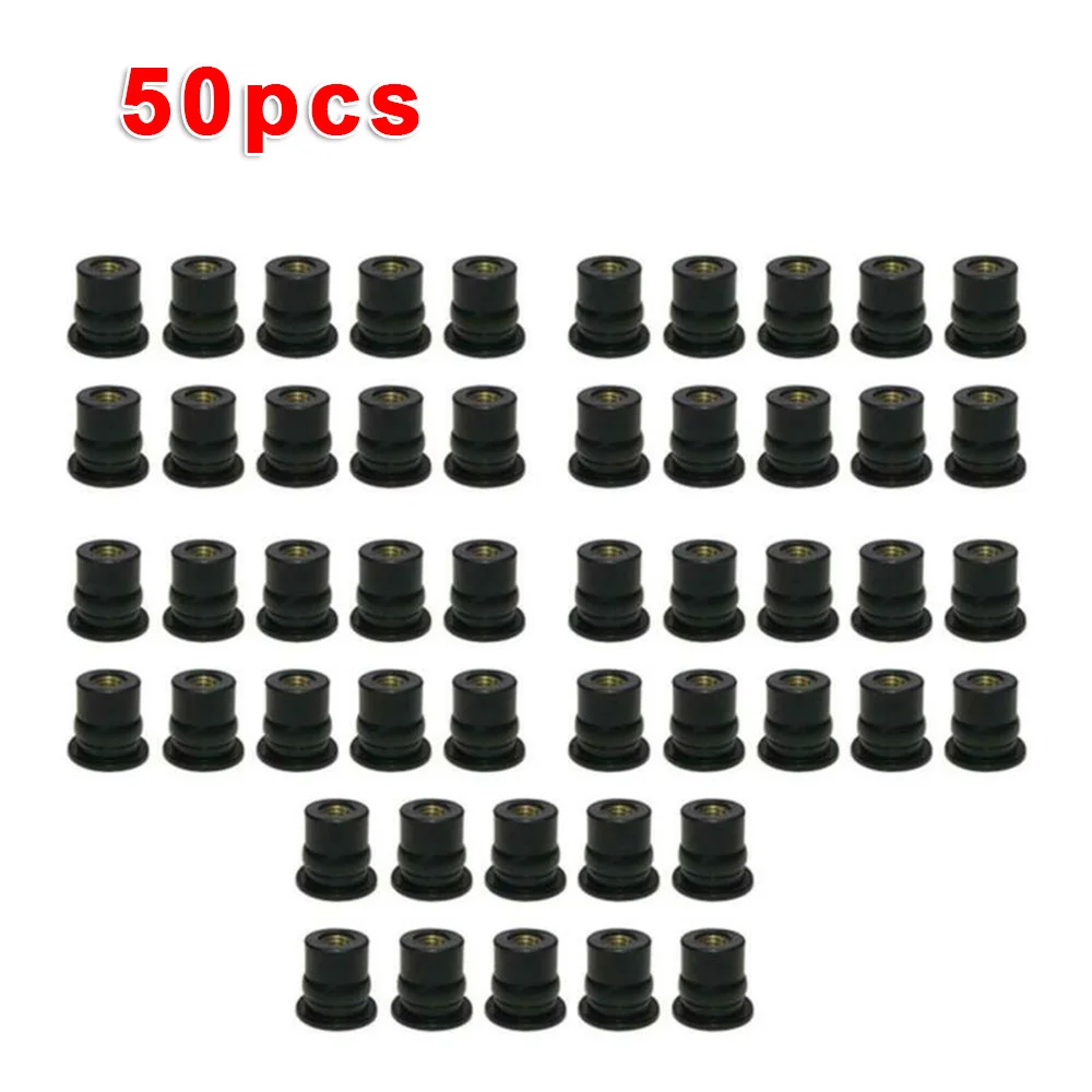

Motorcycle Well Nut Kit Windshield Brass+Black M6x0.8mm Set Replacement