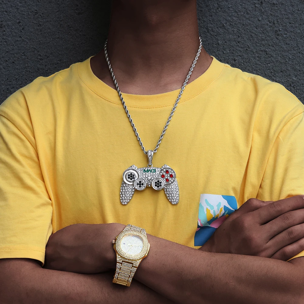 Hip Hop Ha Ghiacciato Fuori Controller di Gioco Maniglia Del Pendente Della  Collana per Le Donne Uomini Oro Colore Di Cristallo Del Rhinestone Dei  Monili di Collane a catena - AliExpress Jewelry