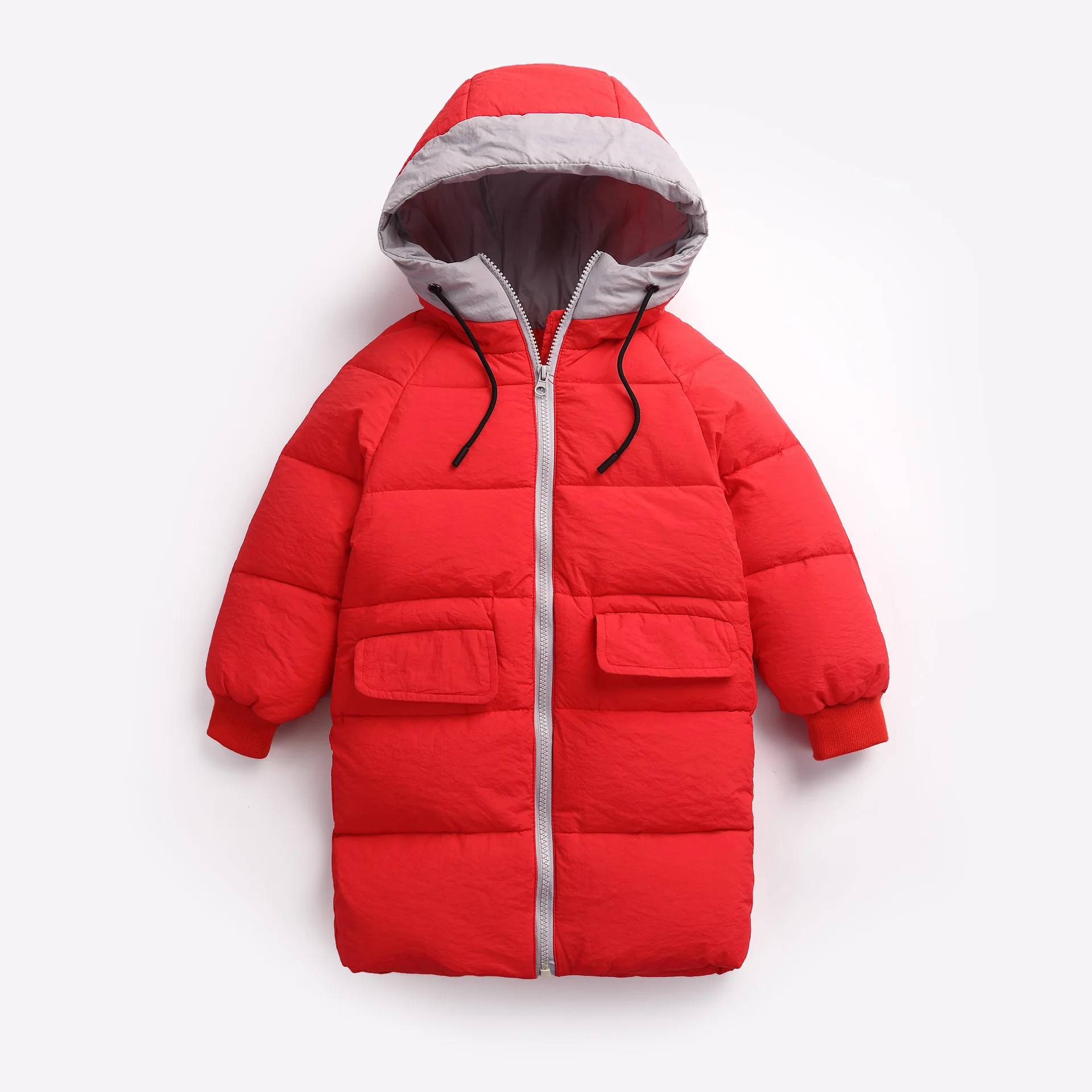 Новинка года, Зимний Детский пуховик однотонная плотная куртка-пуховик с капюшоном для мальчиков и девочек водонепроницаемая ветрозащитная куртка - Цвет: red