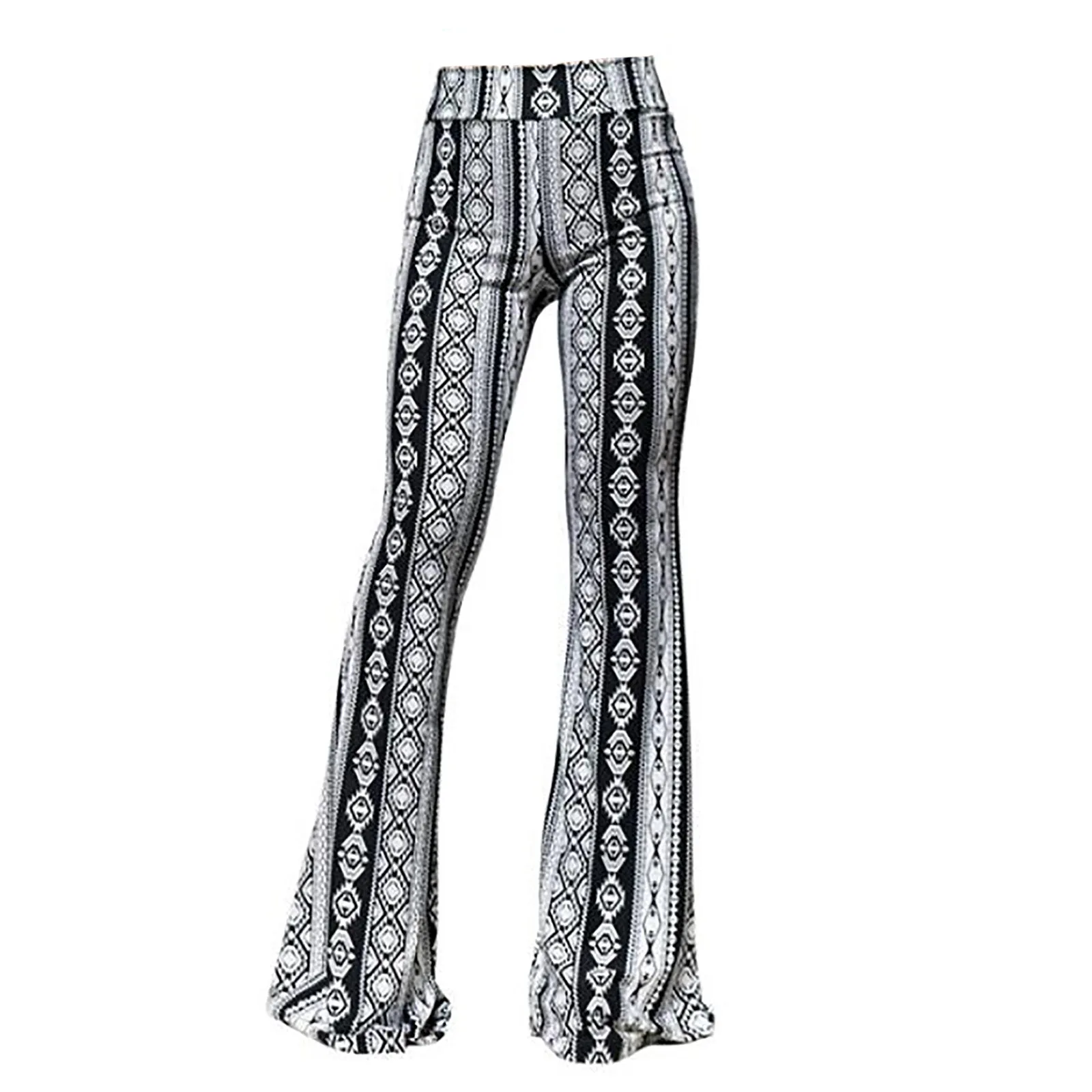 Vintage Women's pants Tight-fitting Hip Retro Print Big Bell-bottom wide leg Pant harajuku pants for women pantalon femme NEW