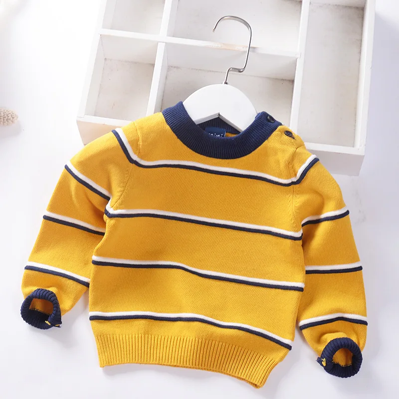 Autumn/winter Children's Sweater Single-layer Top Coat Striped Knitted Sweater Wholesale