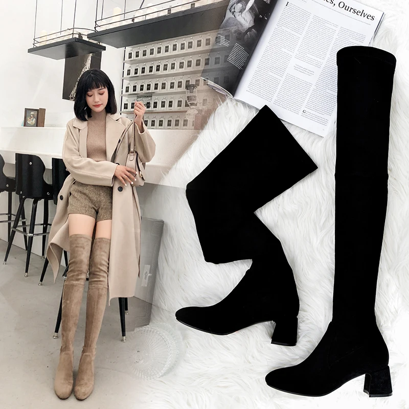 Женские сапоги из натуральной кожи zapatos de mujer Сапоги выше колена овечьей замши и