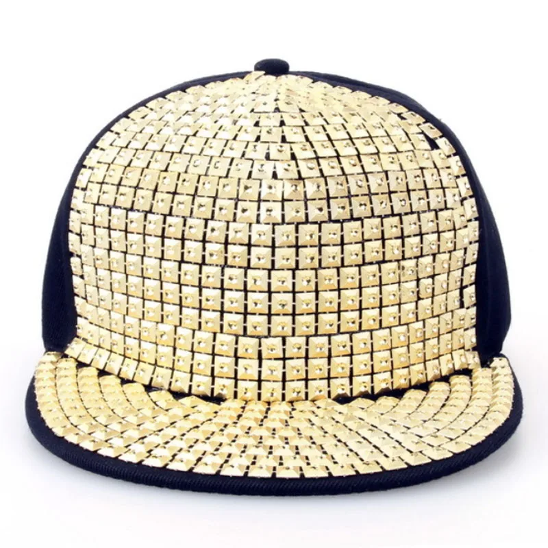 Новая весенне-осенняя Кепка в стиле хип-хоп с плоским узором, с блестками, плоская кепка, хлопковая Повседневная Большая Кепка - Цвет: Золотой