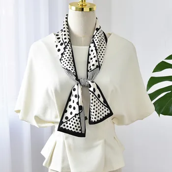 

Spring And Autumn Retro Korean Small Silk Scarf Women Point Multi-functional Decorative Long Scarf Belt Ribbon C121