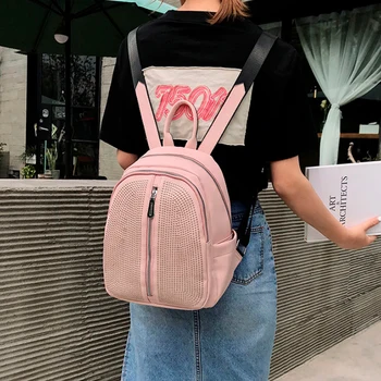 

2020 new duffel bag female large capacity soft leather female bag casual black backpack trend travel